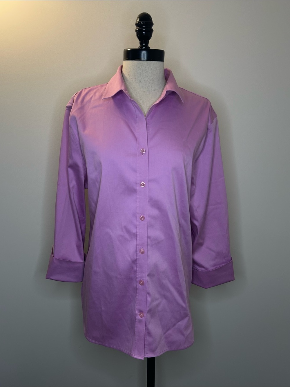 CHICO'S Purple Lilac Button Down Collared Blouse 3/4 Sleeve Womens 2.5 (14)